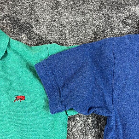 Perlis Crawfish Polo Men's S Bundle Of Two Short Sleeve Mardi Gras Blue Green - Picture 5 of 13